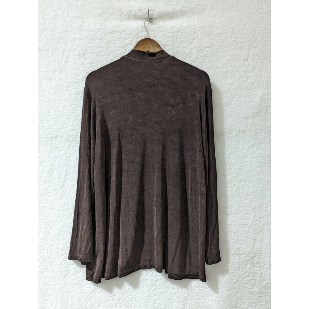 Vintage Citiknits Open Front Brown Stretch Knit Jacket Brown Long Sleeve USA L - Picture 3 of 11